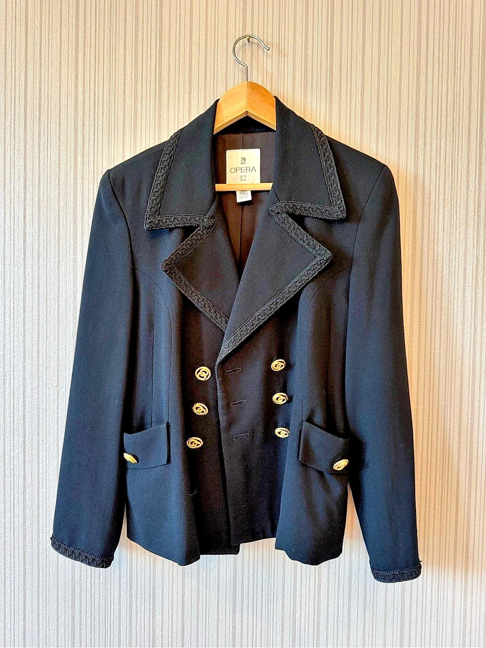 Vintage 90s Opera Black Wool Blazer - wool
